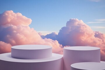 Abstract Cloud Scene with Elevated Platforms