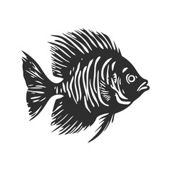 Fototapeta premium Fish Silhouette Illustration. Marine Life And Aquatic Beauty Isolated Vector Illustration