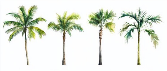 Four watercolor palm trees