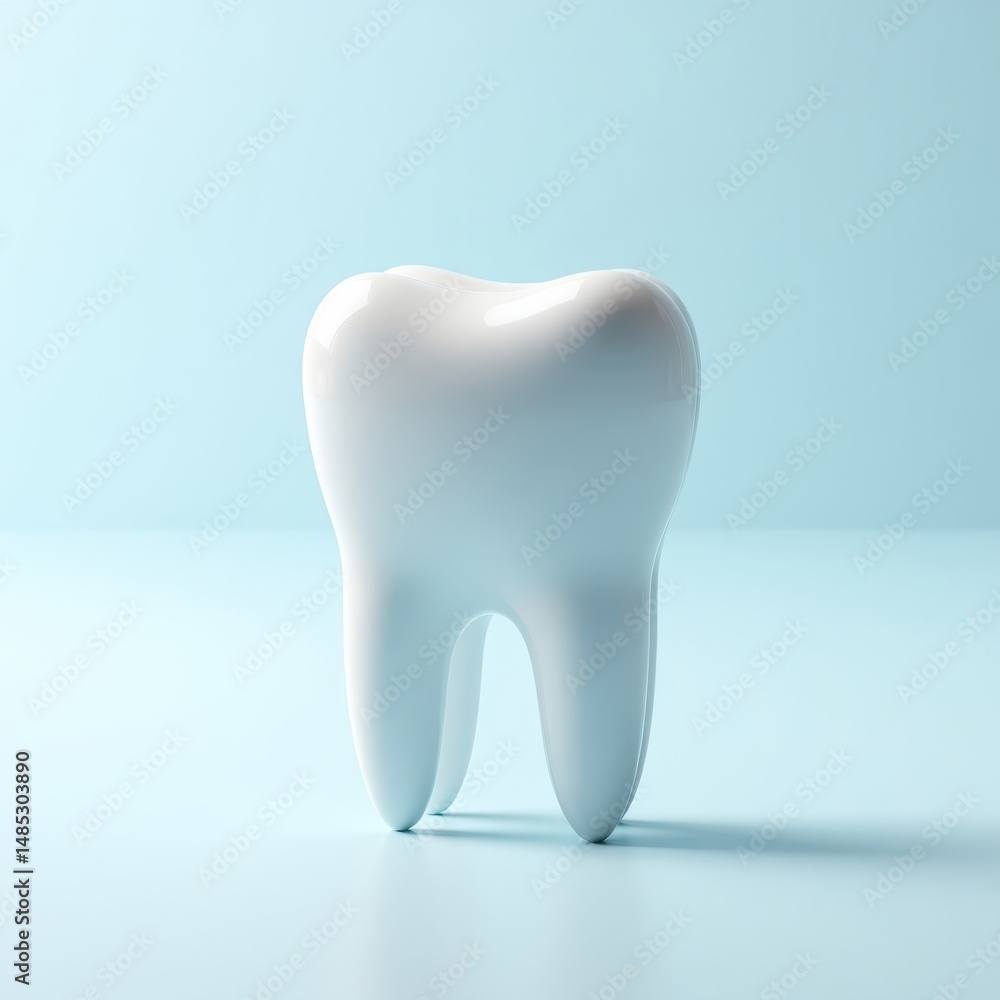 Aufkleber futuristic design of a single white tooth on a minimalistic backdrop with soft lighting
