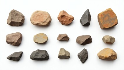 various shaped stones on a display. showcasing the natural beauty and textures