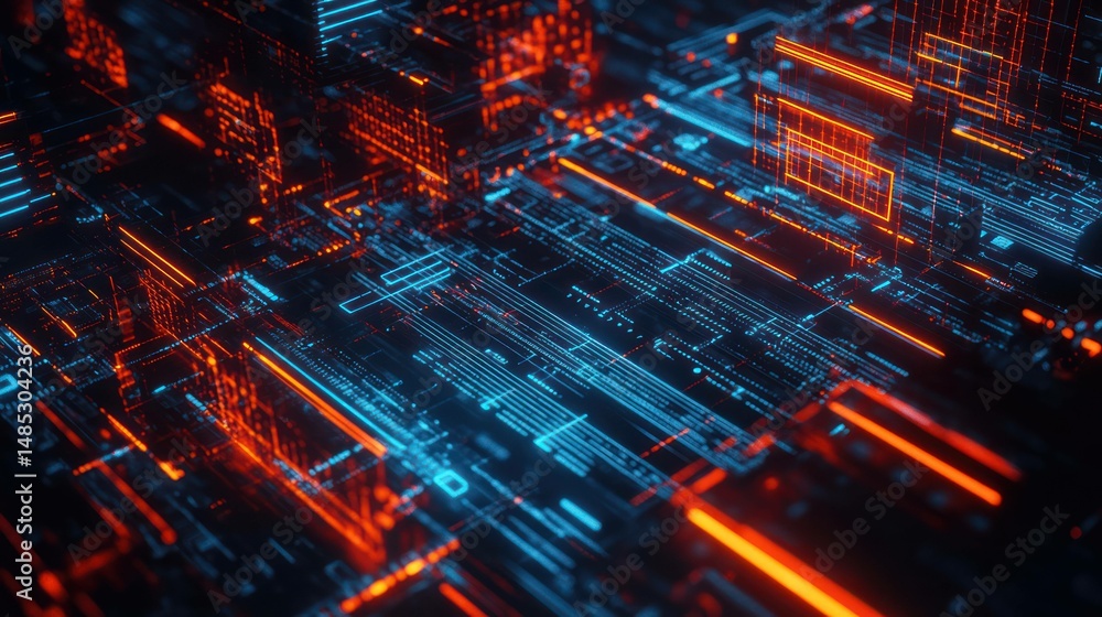 Poster abstract digital technology background with motherboard circuit design