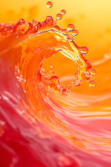 Juice splash wave , Splash of fruit juice and fresh strawberries and orange