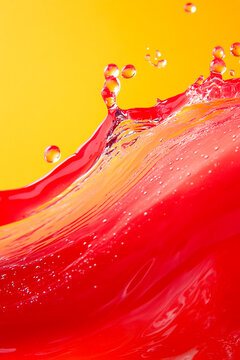 Juice splash wave , Splash of fruit juice and fresh strawberries and orange