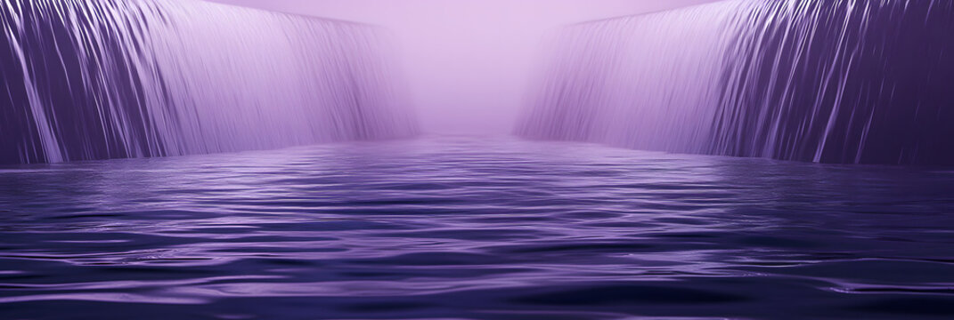 Abstract Metaphor of Denial-of-Service Attack as Flood Gate wide banner - purple background