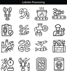 Lobster Processing Line Icons