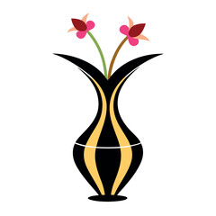 A modern decorative flower vase with a unique, bulbous base design 1.eps