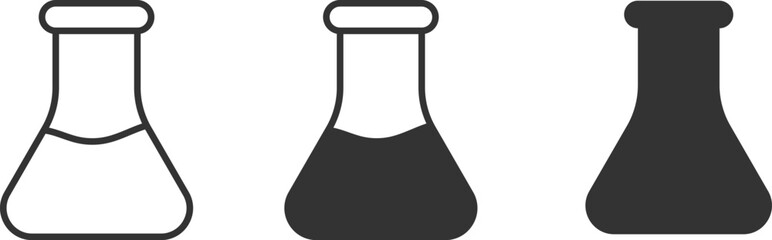 conical flask icon set