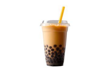 Realistic Bubble Tea Cup Isolated on Transparent Background – Product Photo for Web or Digital Use