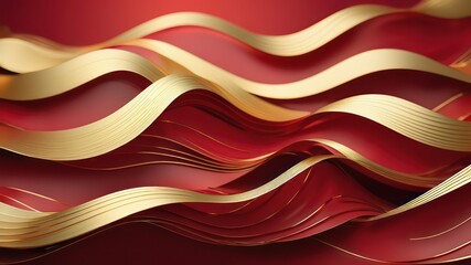 Obraz premium Abstract Red and Gold Wave Design Elegant Swirls and Curves