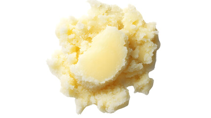 Fresh Shea Butter on White Background - Top View for Beauty Products and Skincare