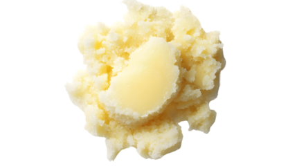 Fresh Shea Butter on White Background - Top View for Beauty Products and Skincare