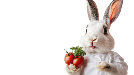 Elegant White Rabbit Portrait on Isolated White Background for Professional Designs