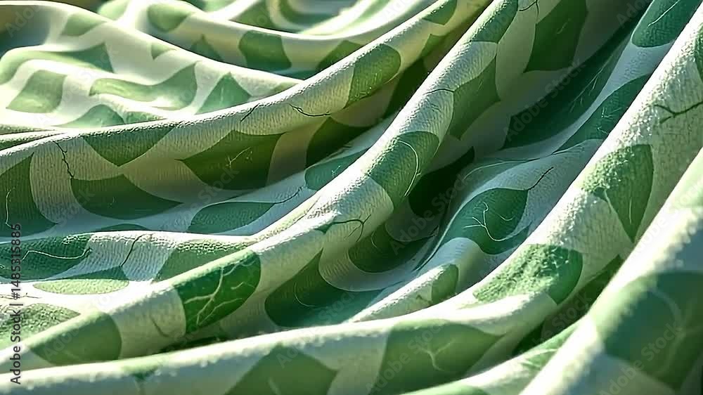 Fototapete close-up view of fabric vibrant green white pattern. fabric appears to intricately designed featurin