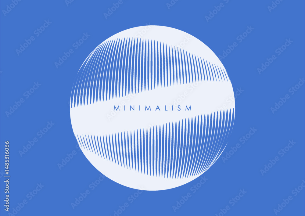 Poster Blue white concept abstract futuristic linear sphere tech background. Vector minimal design