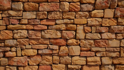 Obraz premium Weathered Stone Wall Texture with Aged Masonry and Earthy Tones in Natural Light
