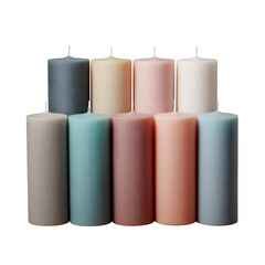 Arrangement of Pastel Colored Pillar Candles Creates a Calming Ambiance