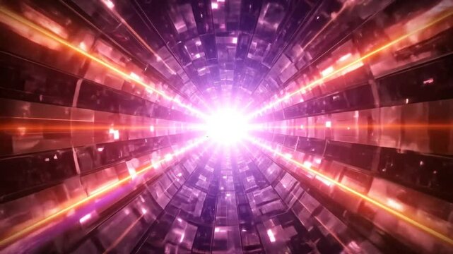 Abstract Futuristic Tunnel With Glowing Lines