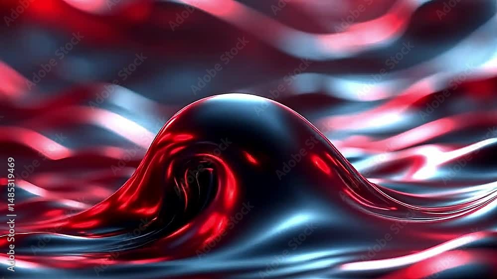 Fototapete blend of vibrant red deep blue hues creating fluid dynamic visual experience. smooth glossy surface 