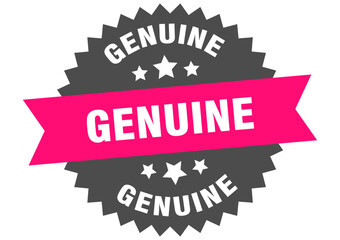 genuine. genuine round pink label isolated on transparent background