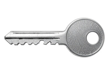 Silver House Key Cut Out Isolated on Transparent Background.