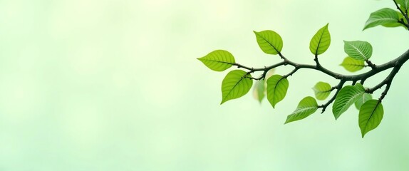 Obraz premium green leaves on a branch background