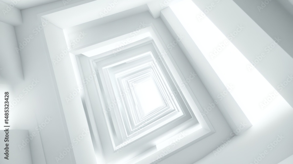 Poster abstract perspective of white angular architectural elements.