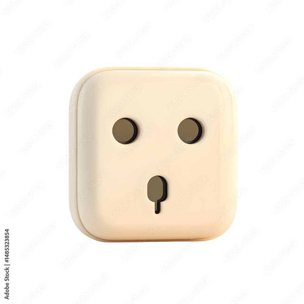 Poster light beige, square-shaped digital rendering of a decorative object resembling an outlet with a simp