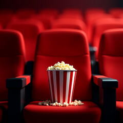 movie theater seats with popcorn