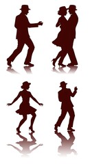 Obraz premium Swinging Silhouettes: A Dance in Time