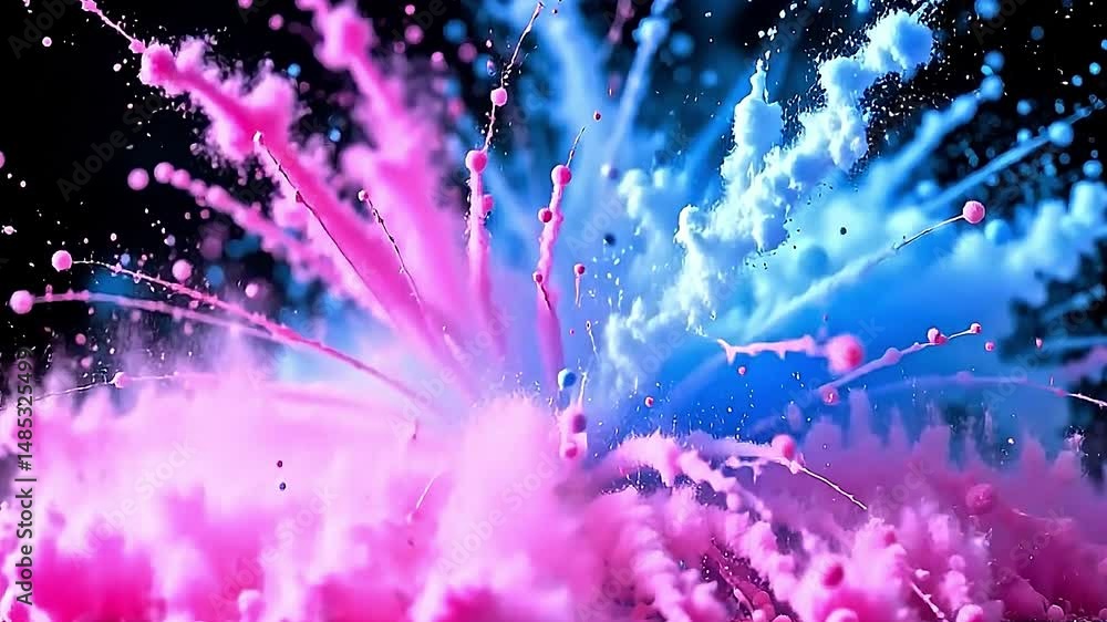 Aufkleber vibrant explosion of colors primarily pink blue creating dynamic visually striking scene. explosion 