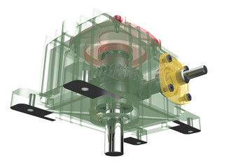 See-Through Diagram Gear Reduction Unit Revealing Internal Gears and Shafts, Cutaway Illustration of a Worm Gearbox Mechanism for Speed Reduction WPX WPA WPO WPDA WPDS WPKA WPKS on a PNG Transparent
