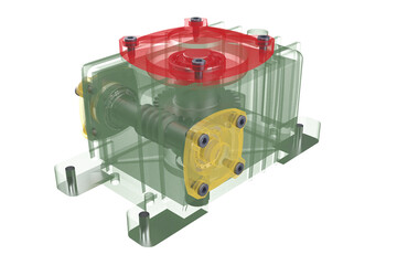 See-Through Diagram Gear Reduction Unit Revealing Internal Gears and Shafts, Cutaway Illustration of a Worm Gearbox Mechanism for Speed Reduction WPX WPA WPO WPDA WPDS WPKA WPKS on a PNG Transparent