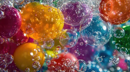 A vibrant assortment of water balloons in various shades of blue,