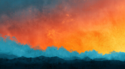 Vibrant Sunset Abstract Watercolor Background