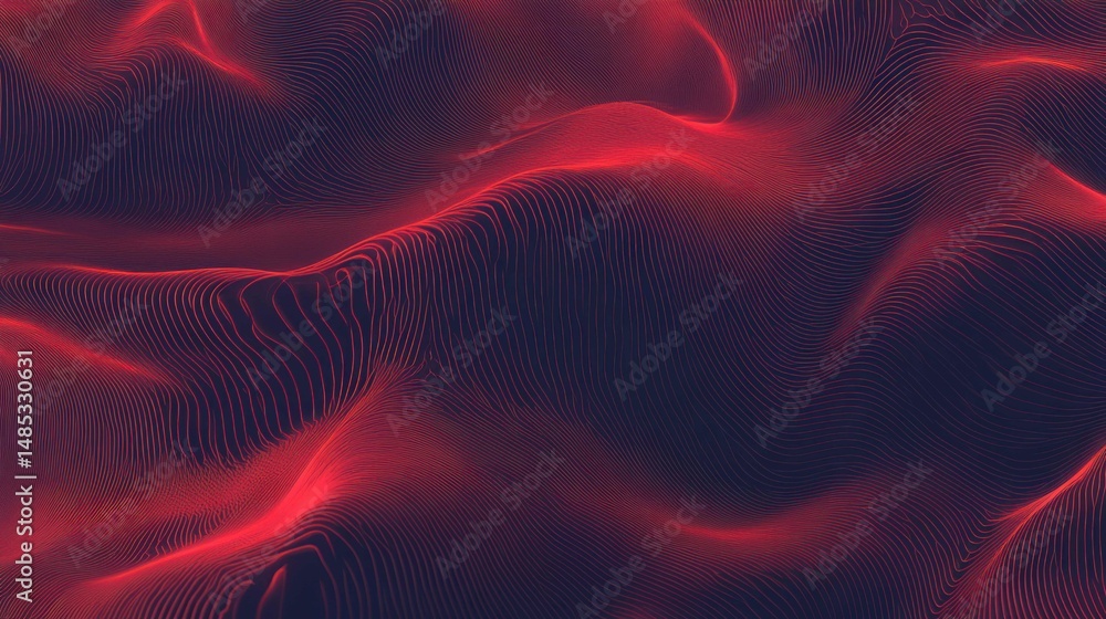 Poster abstract red wave pattern on dark background for digital presentations