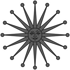 antique sun illustration; vintage solar depiction