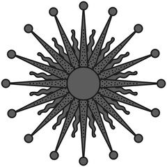 antique sun illustration; vintage solar depiction