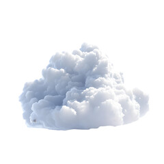 Full shot of a digitally rendered cumulus cloud in a bright, isolated image, featuring soft textures and a distinct form.