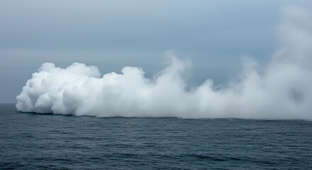 White smoke rising from water