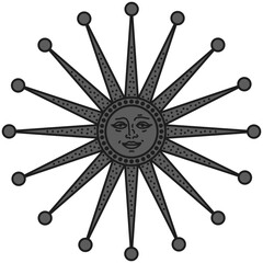 antique sun illustration; vintage solar depiction