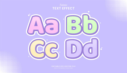 decorative abc pastel editable text effect design
