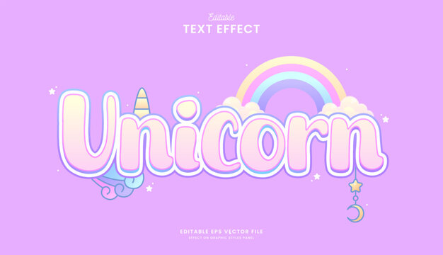 decorative unicorn rainbow editable text effect design
