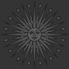 Obraz premium antique sun illustration; vintage solar depiction