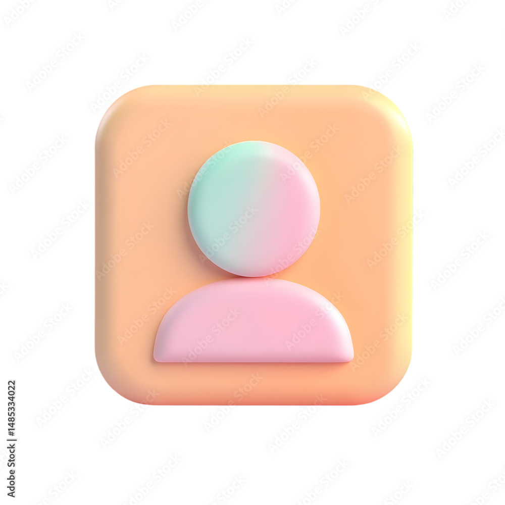 Fototapete vibrant, 3d-rendered user profile icon, featuring a gradient circle, and a light orange square backg