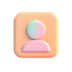 Vibrant, 3D-rendered user profile icon, featuring a gradient circle, and a light orange square background.  The design elements are bold and simple, ideal for a social media interface.