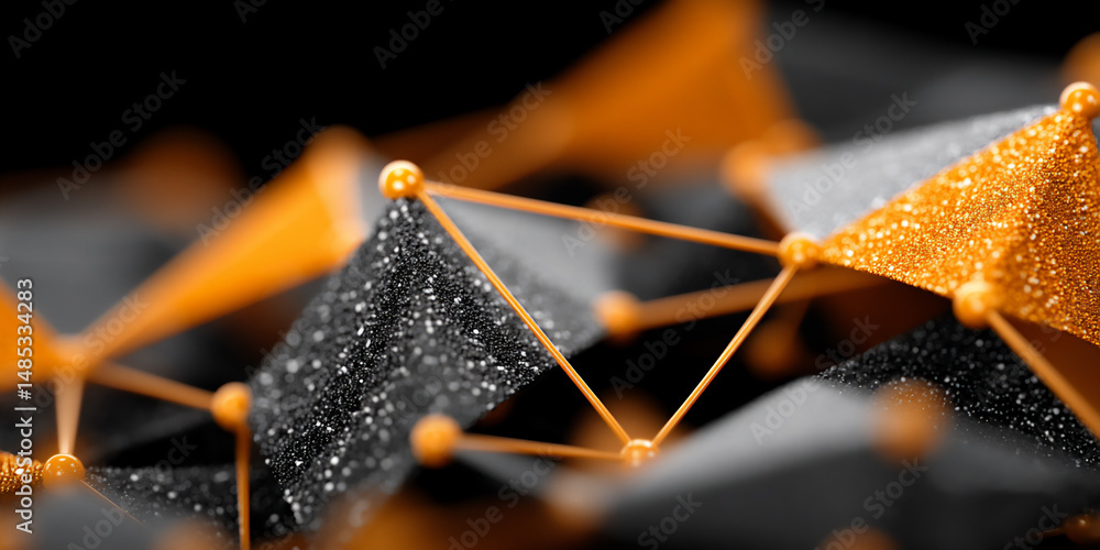 Poster tense 3d rendering of competing digital networks entangled with each other