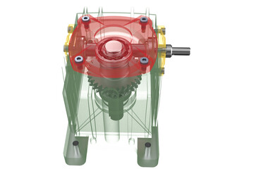 See-Through Diagram Gear Reduction Unit Revealing Internal Gears and Shafts, Cutaway Illustration of a Worm Gearbox Mechanism for Speed Reduction WPX WPA WPO WPDA WPDS WPKA WPKS on a PNG Transparent