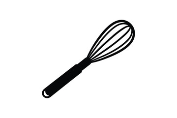Silhouette art illustration of a kitchen whisk with long handle.eps
