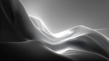 Elegant Monochrome Digital Mesh Waves in Abstract Flowing Composition